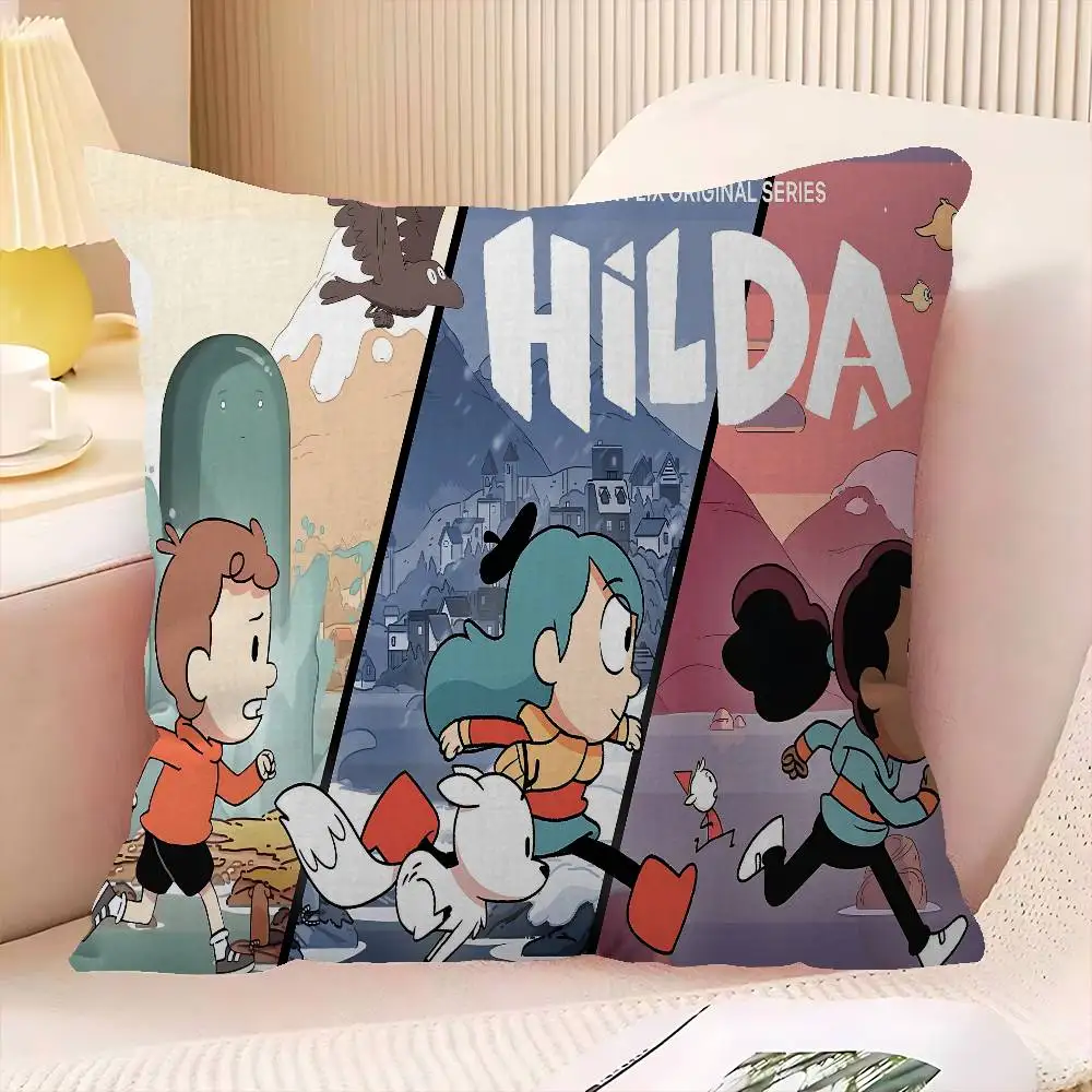 Cartoon Animated H-Hilda Pillow Cover Sofa Cushion Cover Home Room Decoration Children Gift