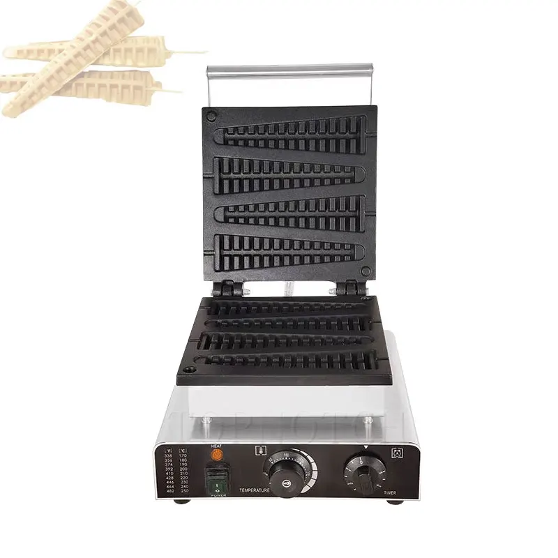 Commercial 4Pcs Lolly Waffle Baker Machine Pine Tree Shaped Waffle Making Machine 220v