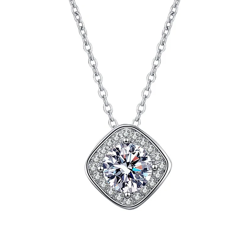 

ZFSILVER модное модное серебро 925 пробы, роскошное классическое квадратное ожерелье с муассанитом 1 карат для женщин, аксессуары, вечерние ювелирные изделия, подарок XGP150