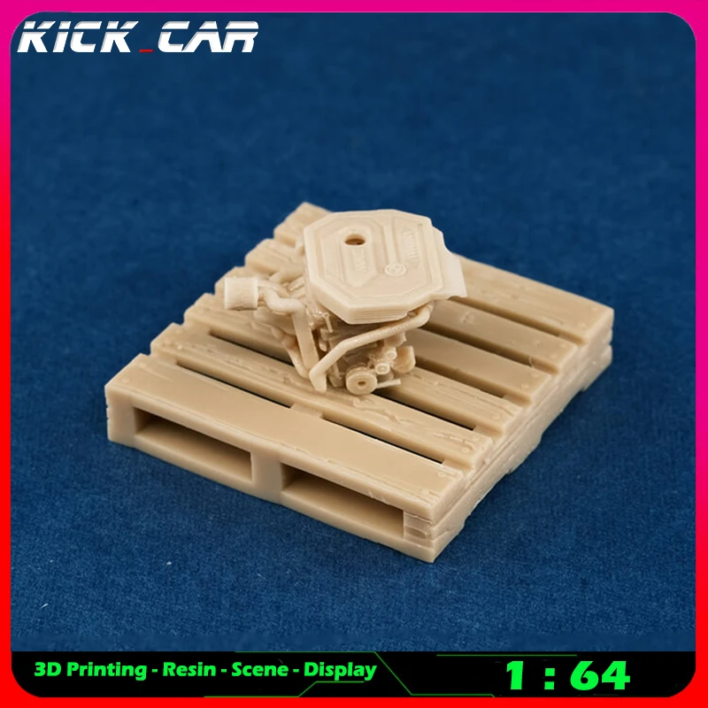 Kickcar 1/64 Vehicle Engine Model Car Diorama Uncolored Resin Garage Scene Repair Tools Decoration Simulation Scene Toy