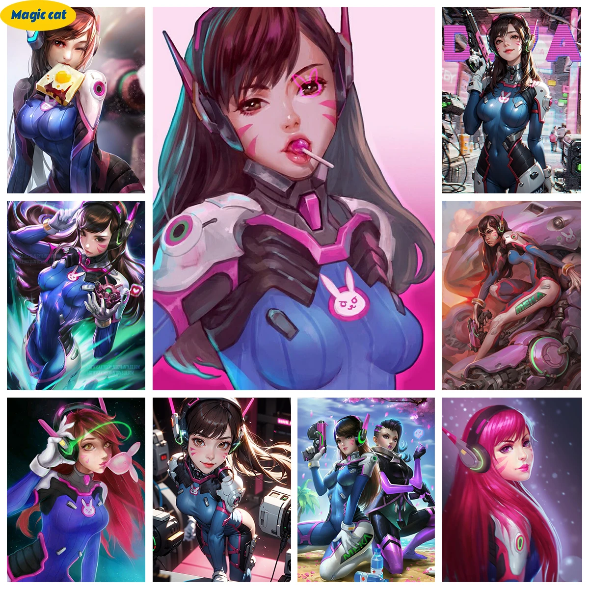 

Dva 5D Diamond Painting Overwatch Girl Diamond Cross Stitch Game Poster Handmade Mosaic Home Decoration