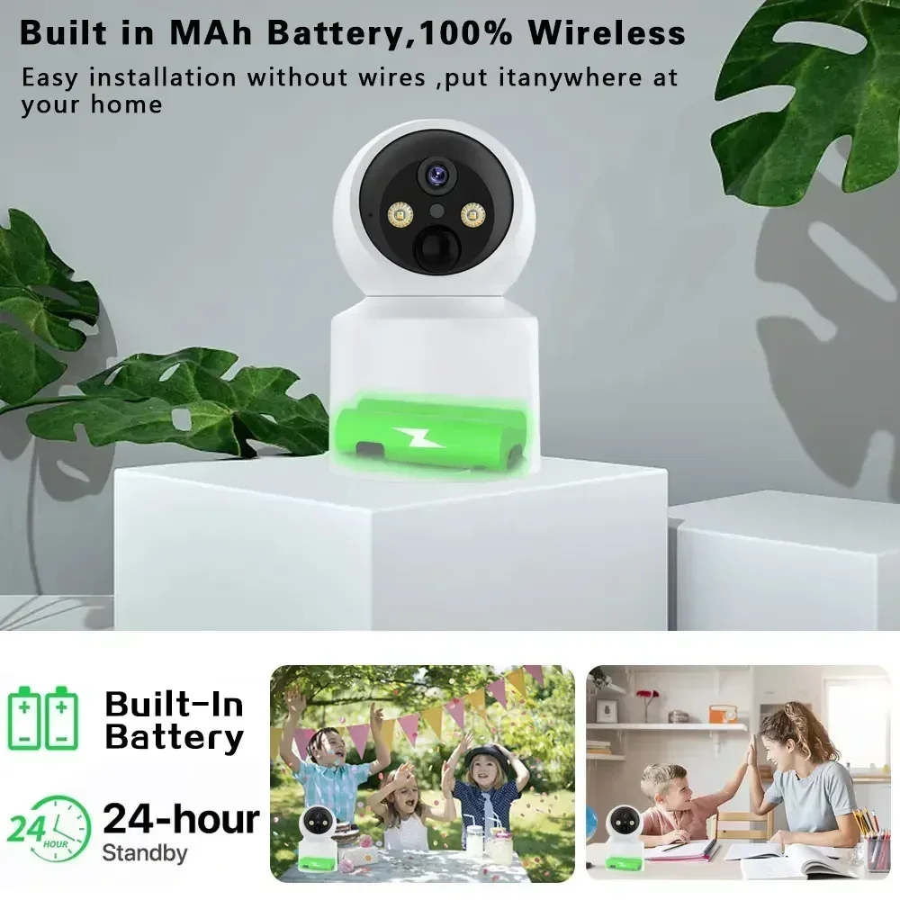 WiFi IP Camera 5MP Baby Monitoring Built-in Battery Wireless PTZ HD Human Detection Camera Home Secuiry Surveillance Video ccam