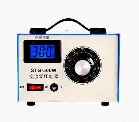 Single Phase AC Voltage Stabilizer, 220V, 0.5 kW, 0 to 300V Contact, Adjustable Power Transformer STG-500W