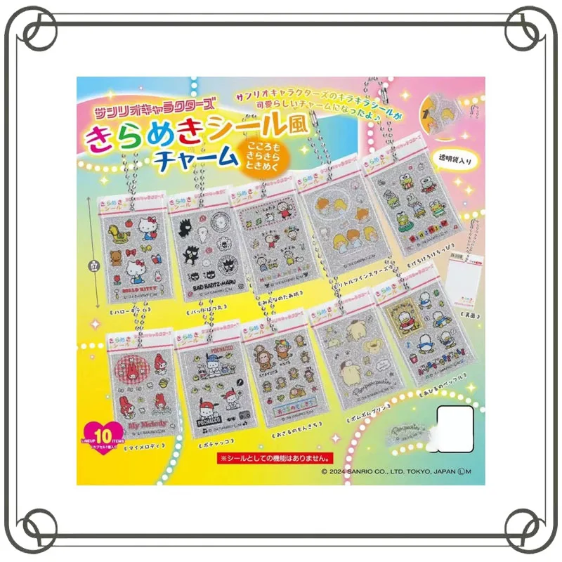Hello Kitty Sparkling Sticker Shaped Acrylic Pendant Gashapon Pendant Model Toys