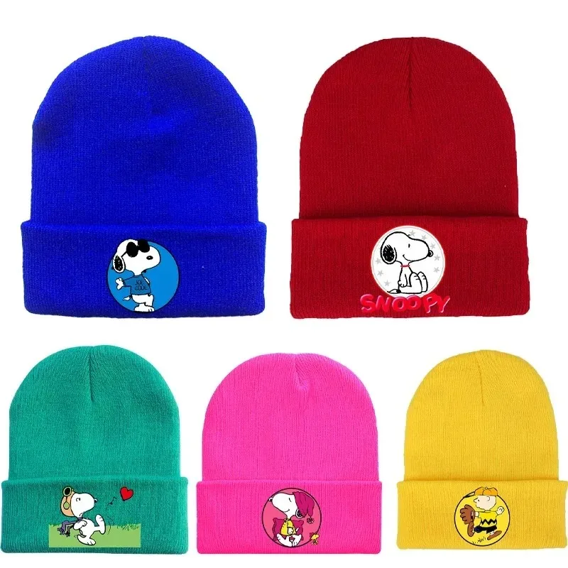 Snoopys Unisex Knitted Hats Fashion Beanies Cartoon Anime Graphic Print Warm Comfortable Beanie Cute Caps Birthday Party Gifts