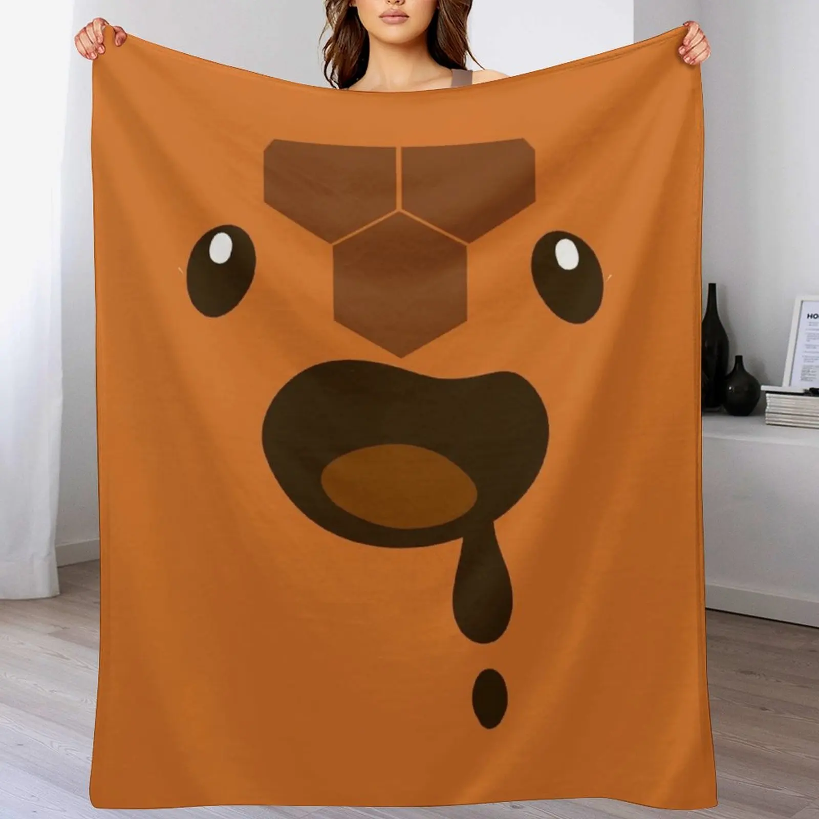 Honey Slime - Cute Face Cut Out Throw Blanket manga Furry Blankets