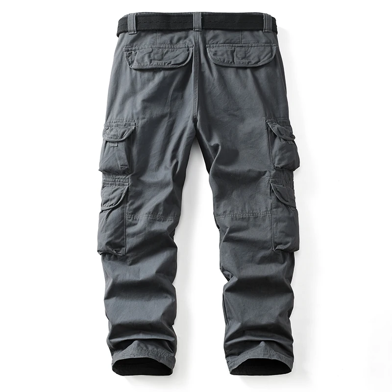 AKARMY Dark gray Camo Cargo Pants Outdoor Multi-pocket Ripstop  Trousers Male Autumn Wear-resistant Cargo Casual Pants(No Belt)