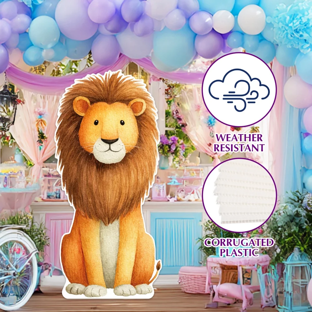 Animal Cardboard Cutout Standee, 2D Flat Standing Photo Booth Prop, Safari Animal Sign for Birthday Baby Shower Party Decor view 3