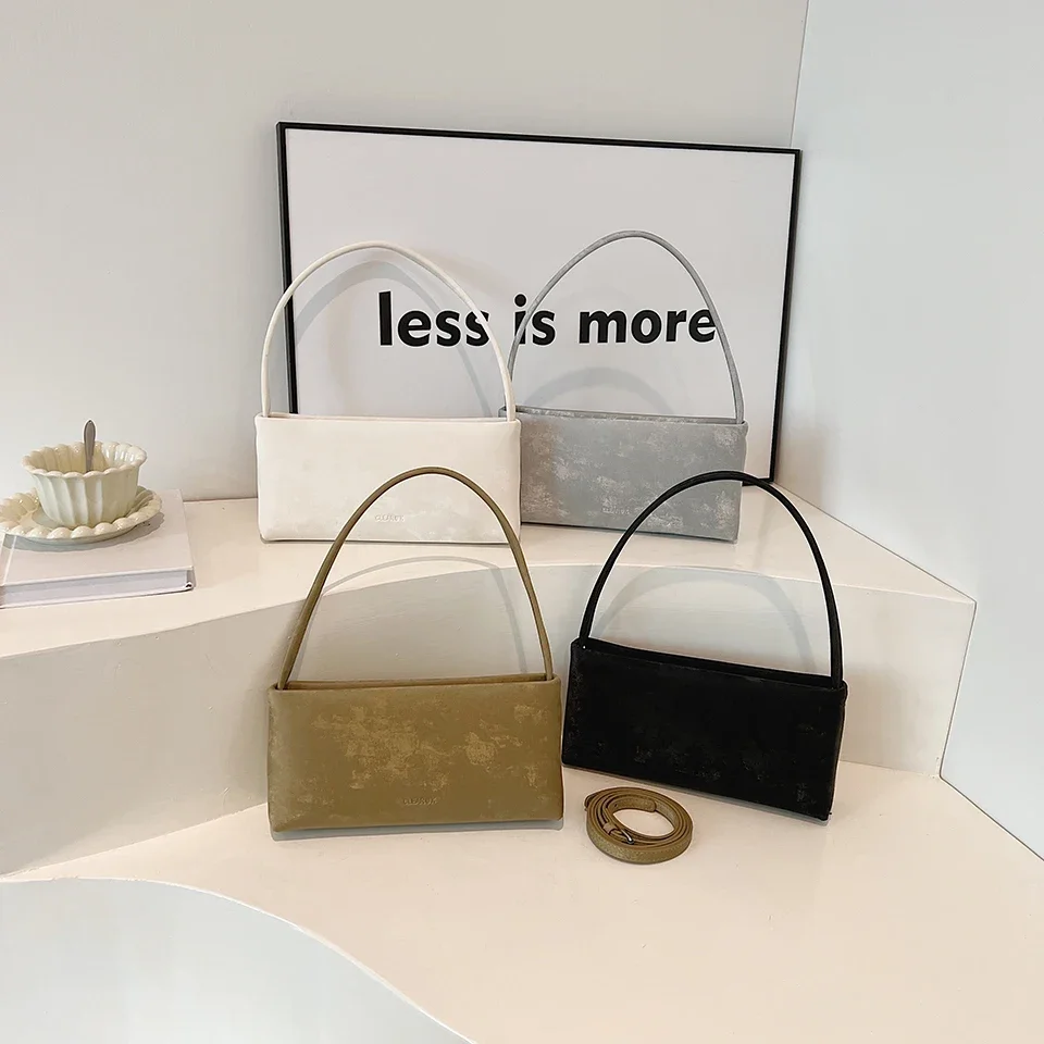 

Women Shoulder Bags Vintage Small Faux Suede Fashion Winter Simple Short Handle Crossbody Bag Designer Original Brand HandBags