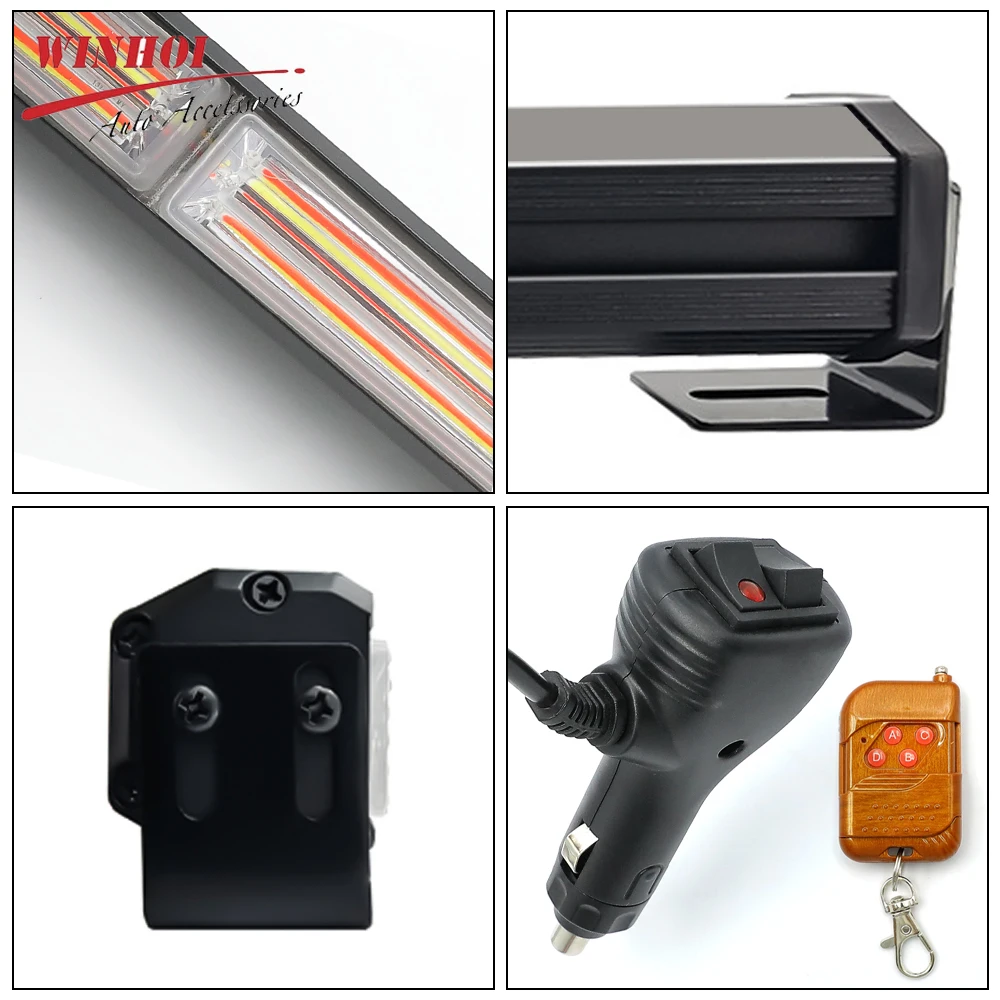 12-24 فولت التحكم اللاسلكي COB السيارات ستروب أضواء أحمر أزرق أبيض الشرطة ضوء إحترافي بار تحذير منارة الطوارئ مصطربة #6