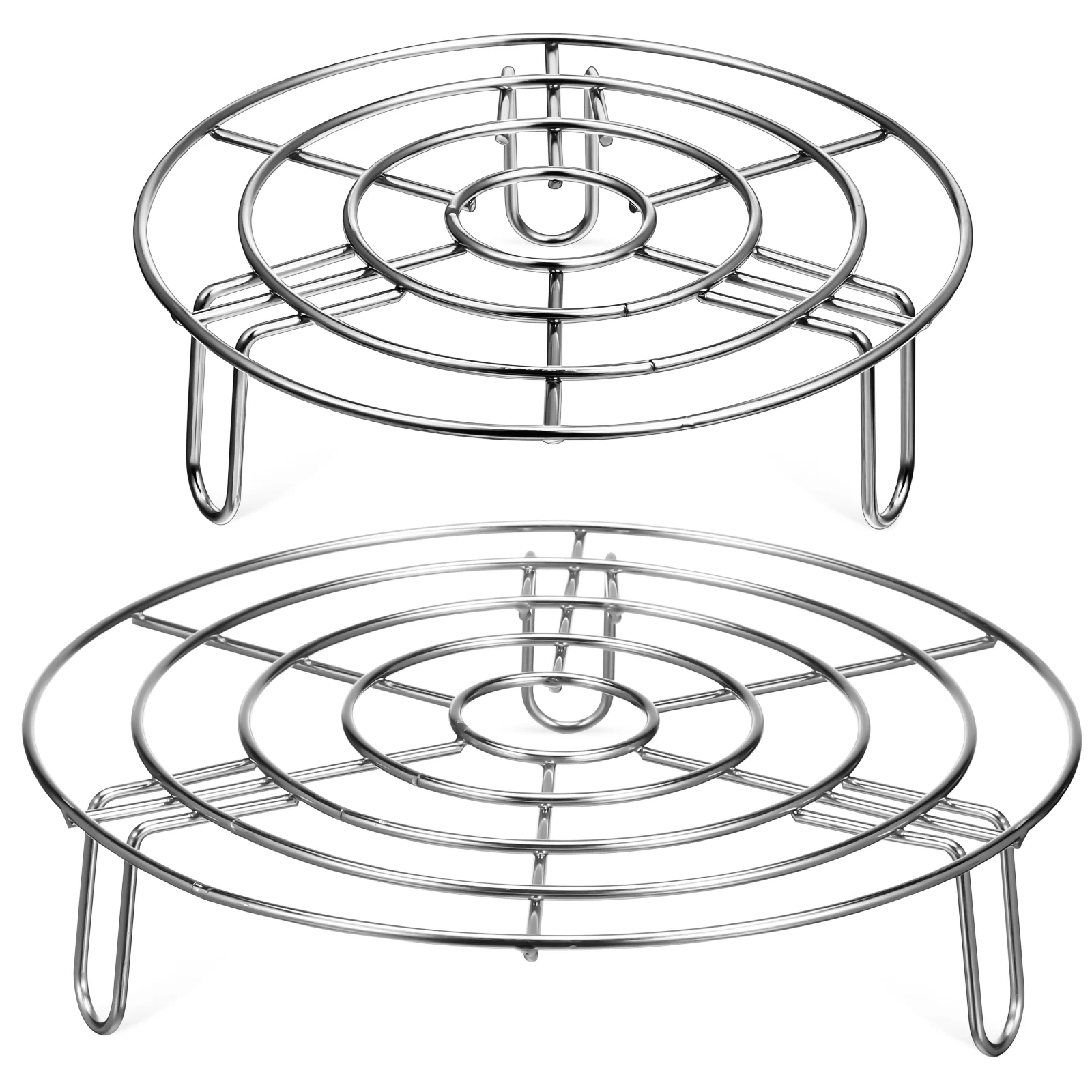 

2 Pcs Stainless Steel Steamer Racks Pot Enhanced Durability Stable Feet Easy to Use Different Sizes Safe for for Steaming