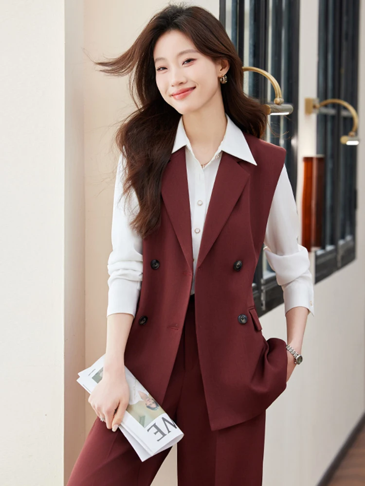 Angola Red Suit Vest Women's Summer 2026 New Super Popular High-End Casual Mid-Length Vest Set Spring Fashion Commute Style