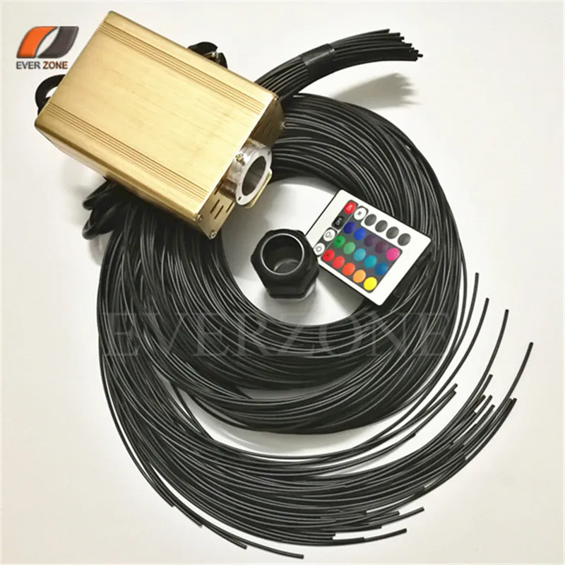 Waterproof 2mm PMMA End Emitting Fiber Optic Light Strands 30pcs Length 3m with 16W LED Light Source IR Controller