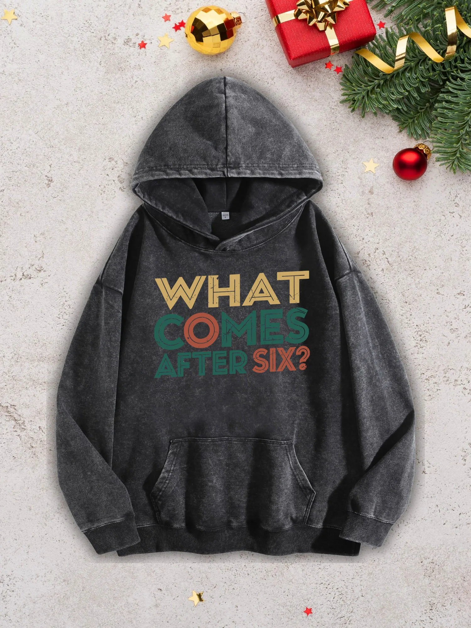 

Мужская тяжелая толстовка с капюшоном What Comes After Six — черный пуловер в стиле ретро Acid Wash, осенне-зимняя толстовка 400 г/м2