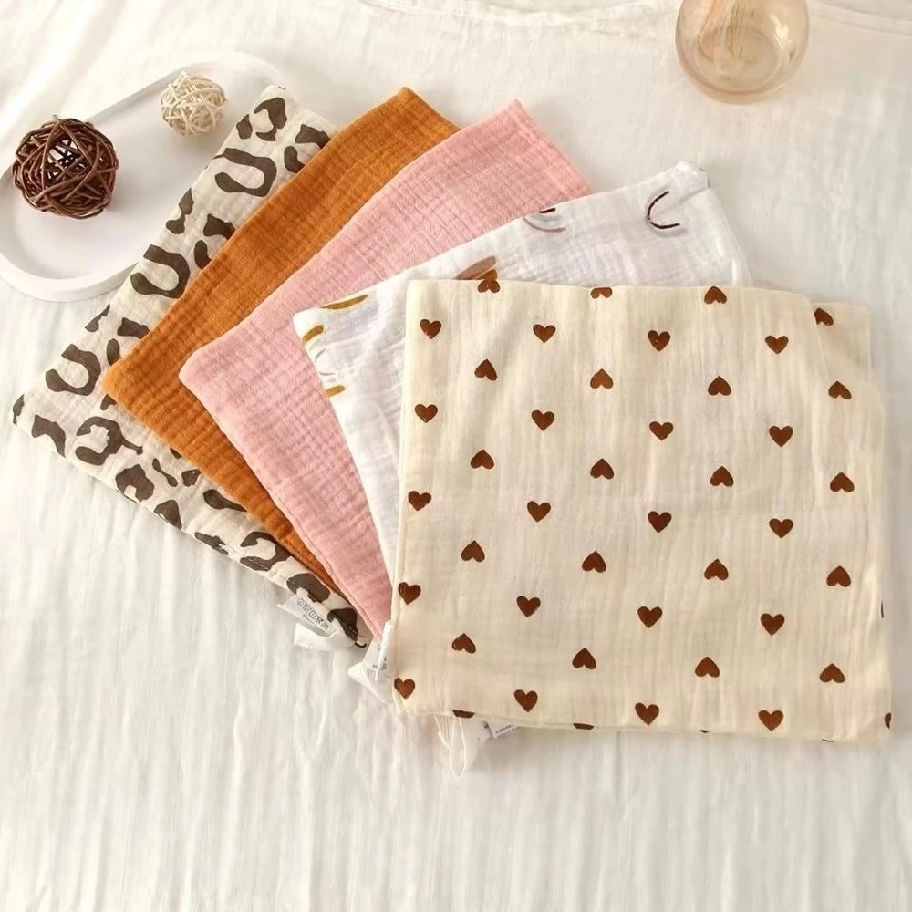 2Pcs/5Pcs Washcloth FaceclothInfant Wash Hand Face Wipes Baby Cotton Square Towels Handkerchief Muslin Cloth Feeding Bib C36