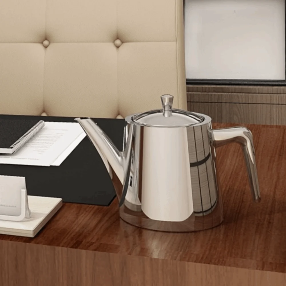 2 in 1 Stainless Steel Long Spout Teapot Large Capacity with Filter Hotel Teapot Rustproof Mirror-like Tea Kettle Easy To Clean