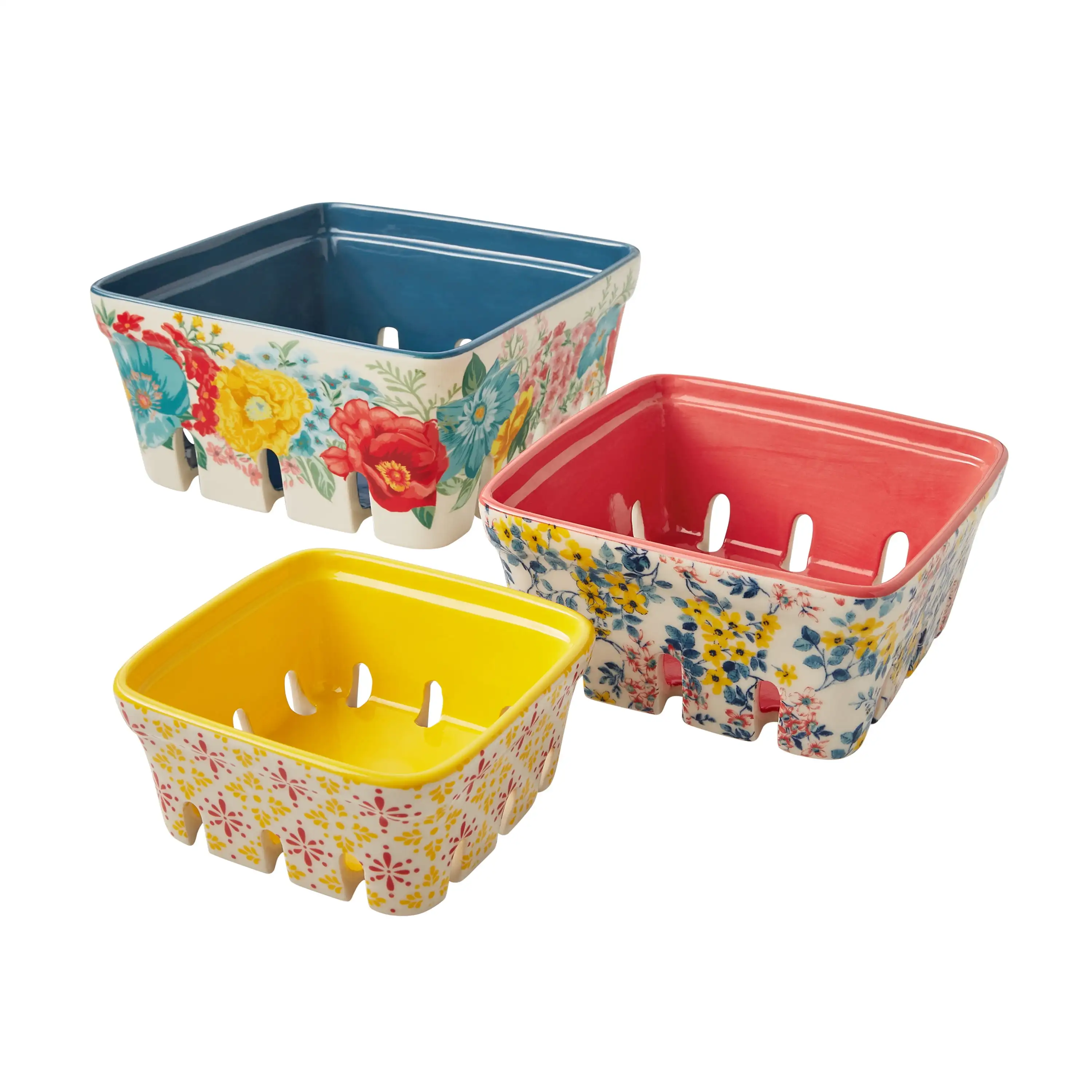 

Fancy Flourish 3-Piece Ceramic Fruit Basket Set