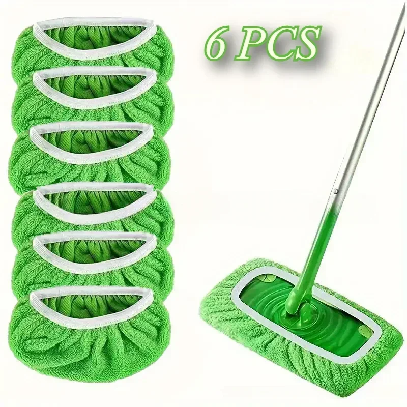 Paño de mopa de microfibra, esponja absorbente de repuesto reutilizable, adecuado para fregona plana Swiffer, accesorios para el hogar, baño verde