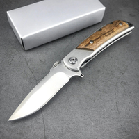 Folding Pocket Knife 440C Blade 420 Steel Inlaid with Shadow Wood Handle Outdoor Pocket EDC Knives Survival Hunter Tool