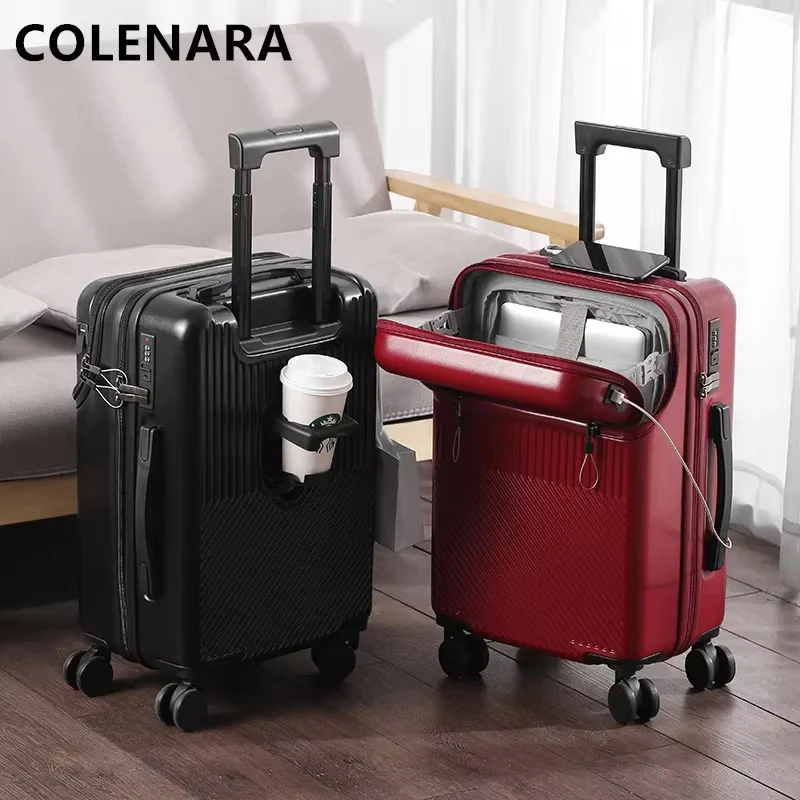 COLENARA Multi-functional Suitcase USB Charging Boarding Box Front Opening Trolley Case Case 20