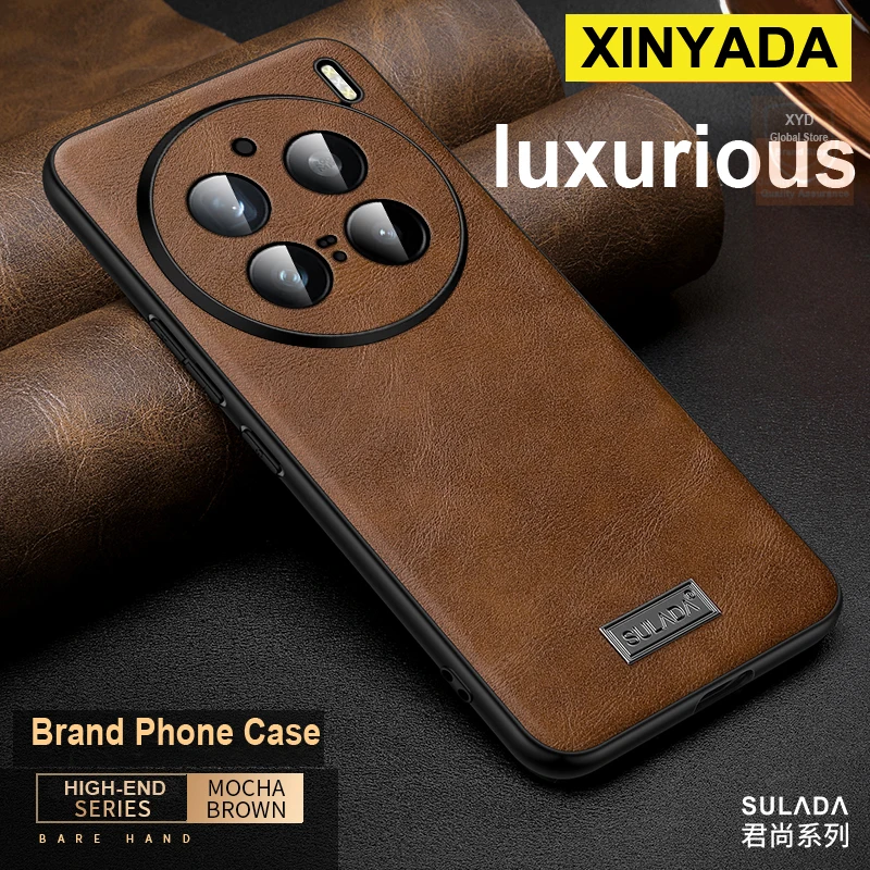 

Genuine Leather For Vivo X200 Pro Case High end Brand Phone Back Case For Vivo X200 Pro Cover Bumper Shell Luxury Skin Armor