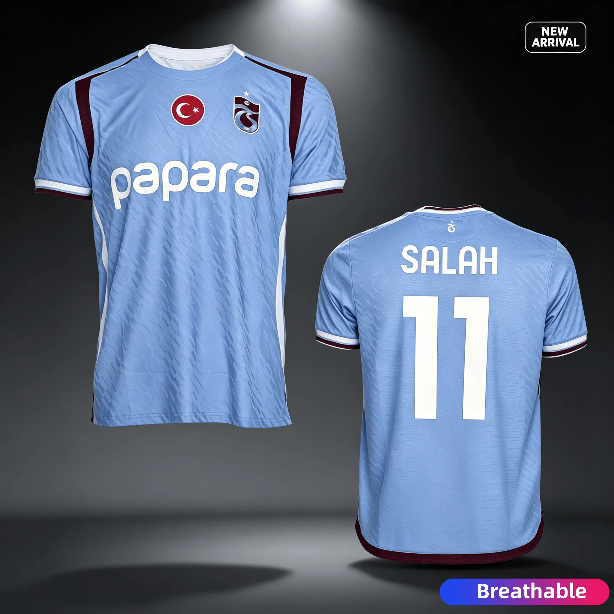 26-27 Trabzonspor Salah Fußballtrikot Herren Sommer Neu 3D Sport T-Shirt Training Atmungsaktiv Schnelltrocknend Familienoutfit