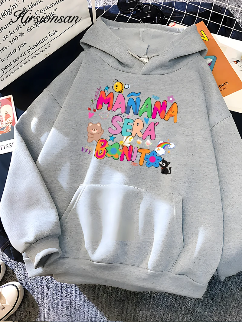 Hirsionsan Rainbow Letter Print Women Sweatshirt Soft Warm Casual Female Hoodies 2023 Autumn New Loose Fleece Tops for Girls