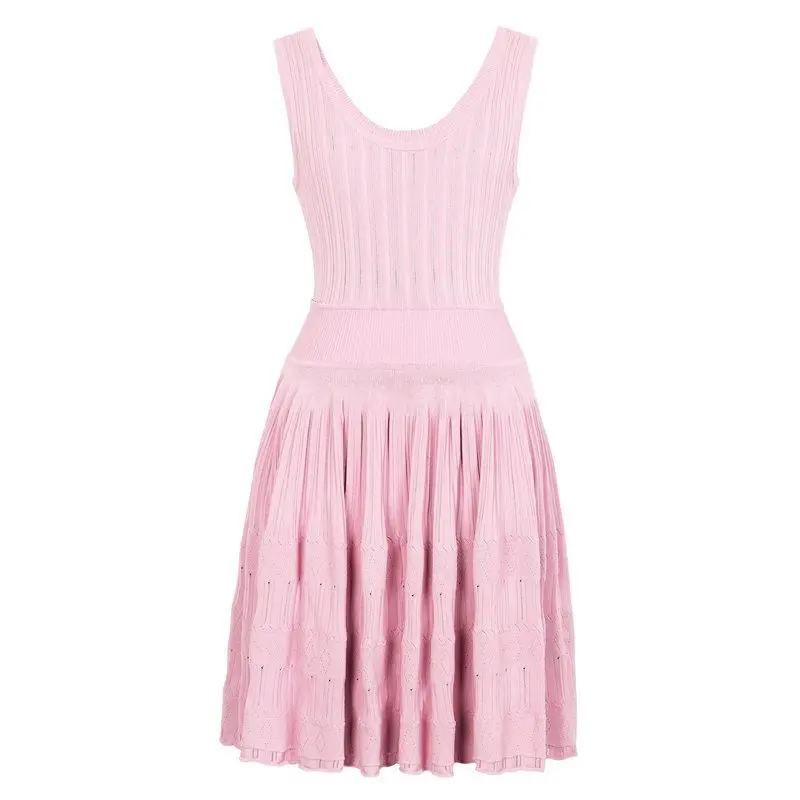 

Elegant 2025 Summer New Style Sleeveless Strap Vest Dress Short High Quality Knitted Maxi Skirt Women's Fashion Dress