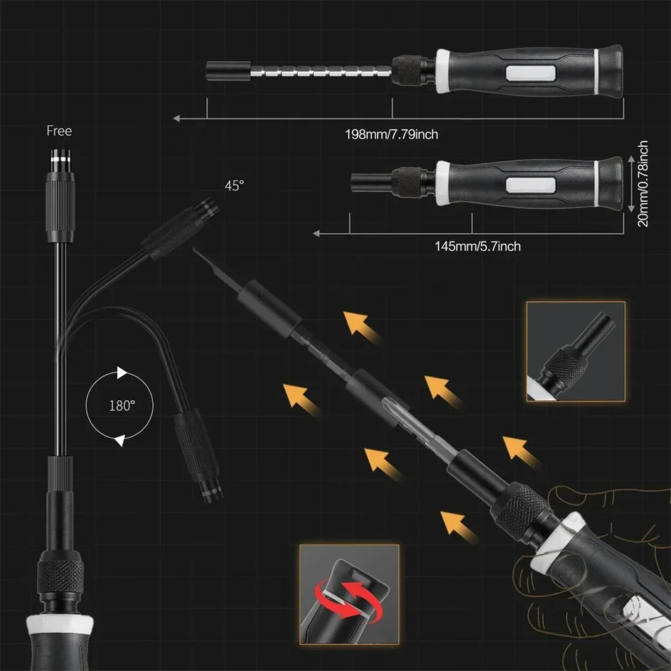 152-in-1 Magnetisches Präzisions-Schraubendreher-Set mit Hex- und Phillips-Magnetbits für iPhone, PC, professionelle Reparatur, Handwerkzeug-Schraubendreher – Detail 14