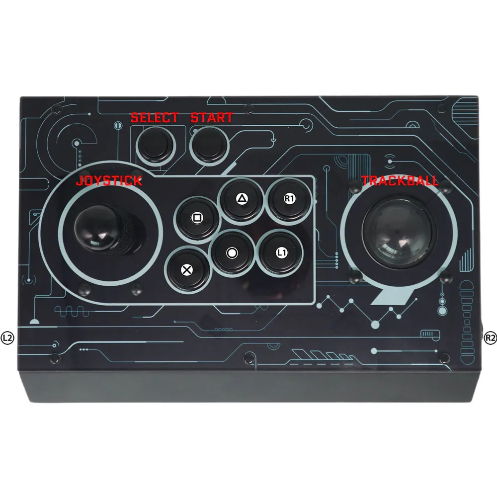Controlador de juegos Fightbox R10, caja de acrílico y hierro, joystick Sanwa para arcade, placa Raspberry Pico con trackball para PC/PS3