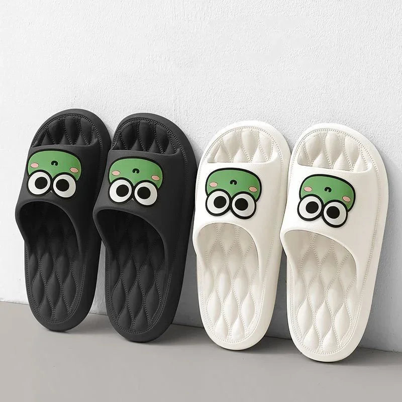 Couple Slippers Funny Animal Flog Slippers Female Comfort Breathable EVA Slides Indoor Bathroom Waterproof Slippers