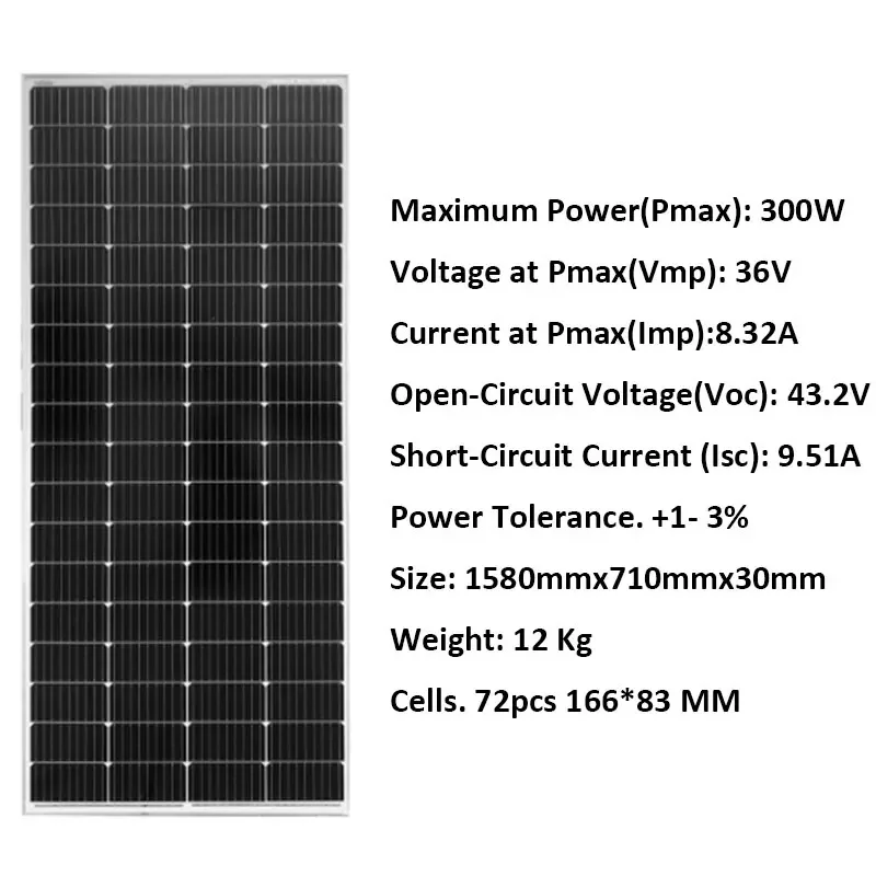 

Solar Panel 300W Perc Split Half Cut Cell MBB Solar Battery Charger 3000W 6000w Off On Grid System Home Car Camping Caravan