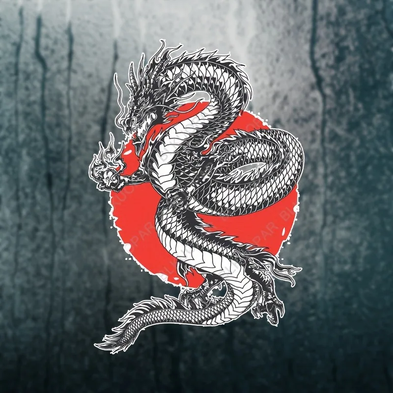 1Pc Japanese Red Sun Dragon Pattern Waterproof Vinyl Decal For Car Surfboard Laptop DIY Decor