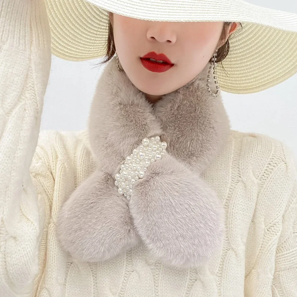 1-5PCS Winter Warm Faux Rabbit Fur Scarf Neck Warmer Women Soft Cozy Elegant Collar Shawl Autumn Fashion Accessory Gift