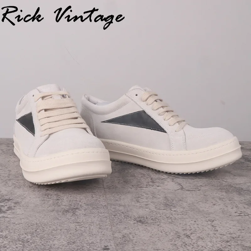 Rick Vintage Men Casual Shoes Genuine Leather Loafers Lace Up Women Suede Sneakers Luxury Trainers Low-top Street Casual Shoes