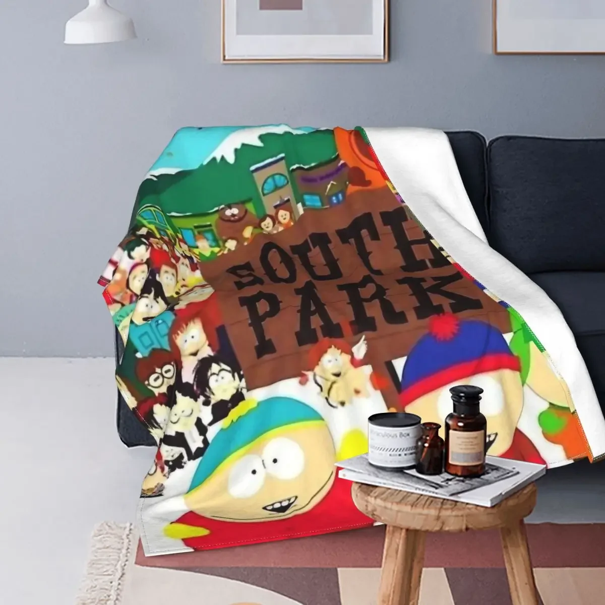 SouthPark Cartoon All Characters Fuzzy Blankets Vintage Throw Blankets for Home 200x150cm Plush Thin Quilt blankets for beds