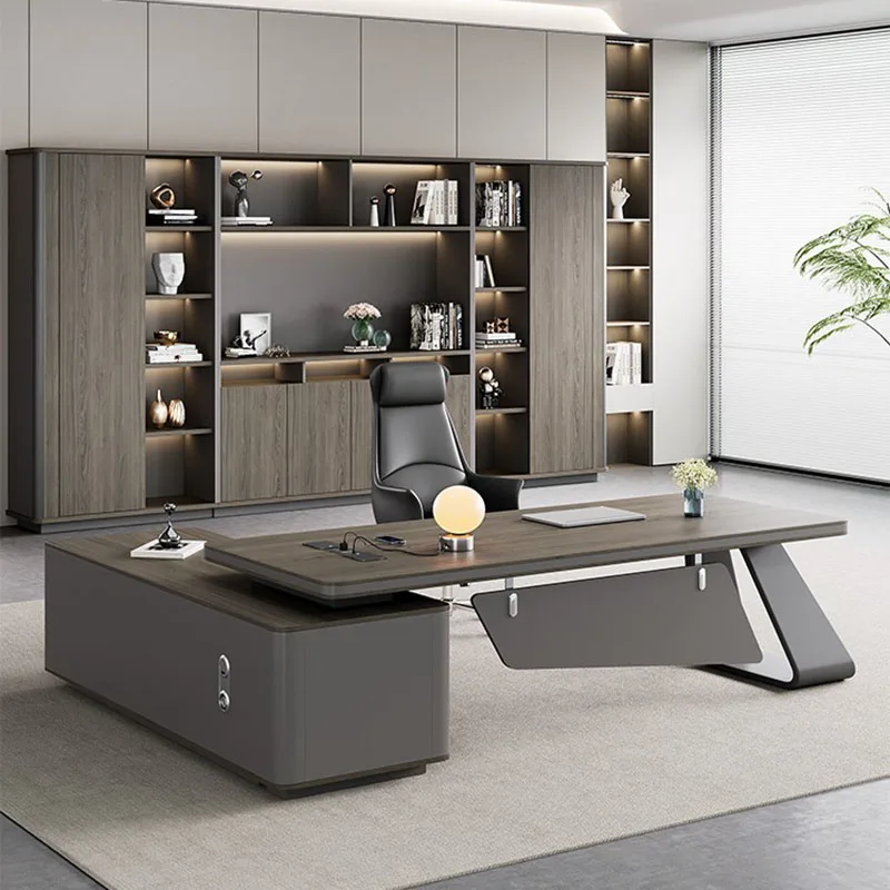 European Study Office Desk Wooden Modern Computer Decoration Office Desk Design Reception Meuble Bureau Commercial Furniture