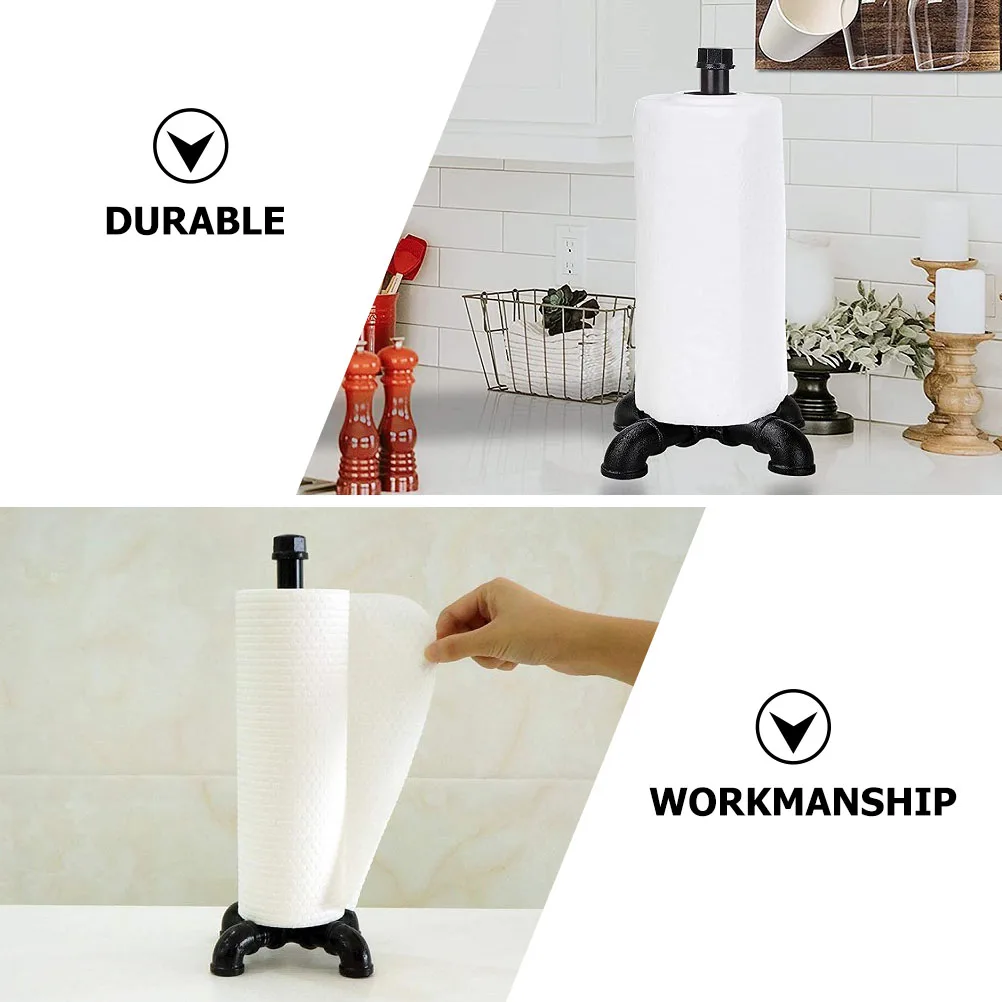 

Ретро дизайн труб, держатель для салфеток, черный железный материал, износостойкая практичная подставка для рулонной бумаги, украшение для дома, кухня, ванна