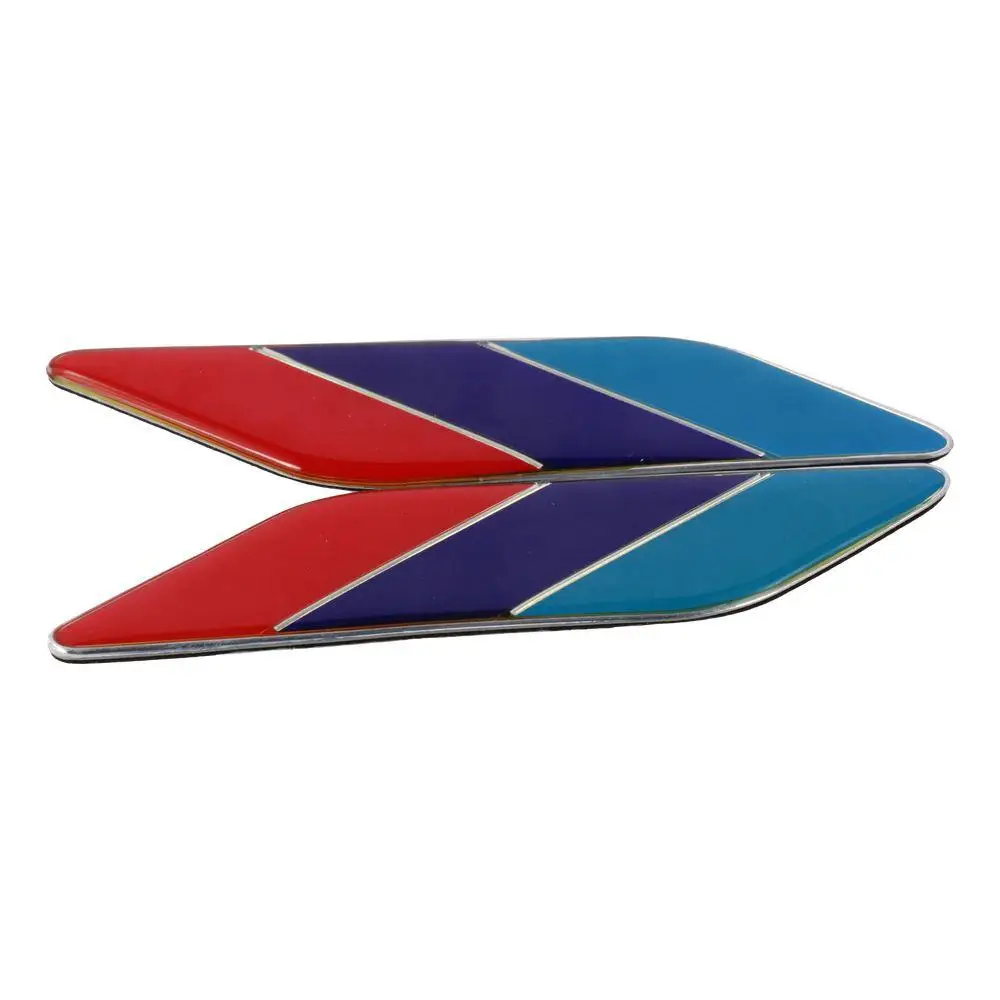 Aluminum Tricolor Car Fender Emblem Badge Tricolor Color Rhombus Shape 3D Tricolor Flag Car Decals Sticker Car Body Emblem