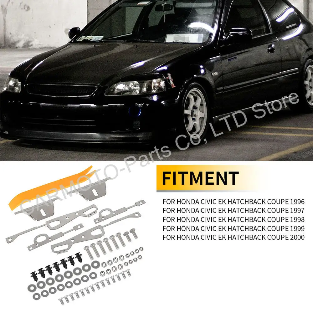 Für 1996-2000 Honda Civic EK Hatchback Coupé Vorderer und Hinterer Stoßfänger-Hebesatz mit Befestigungsmaterial – Detail 2