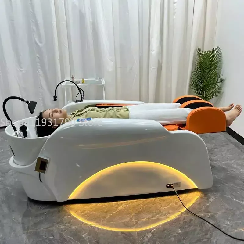 Massager Luxury Shampo Chair Lighting Water Circulation Therapy Head Spa Bed Electric Cama De Champu Salon Furniture MQ50SC