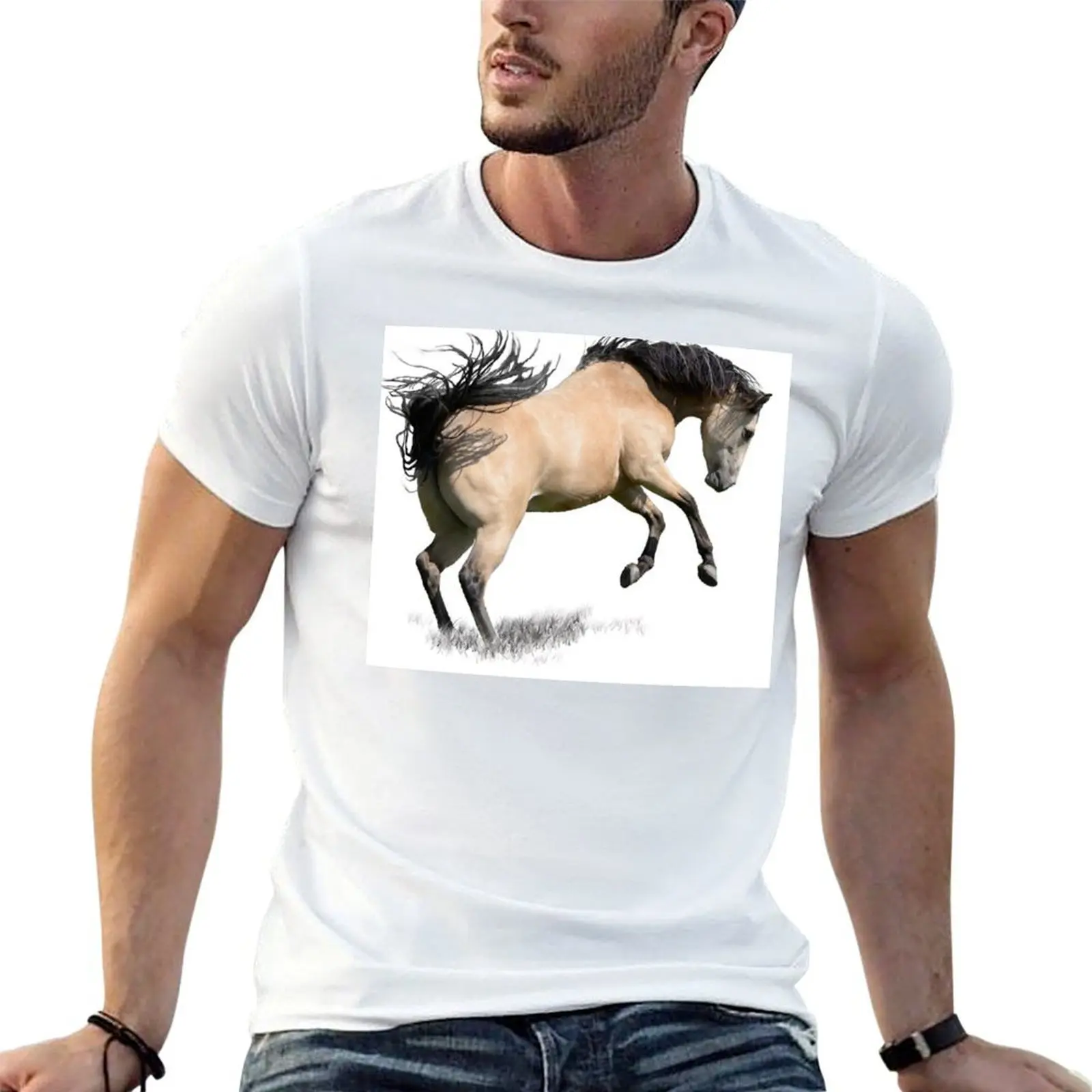 

Buckskin Horse Bucking T-Shirt printed t shirts for man t shirt for man 100 percent cotton T-Shirt