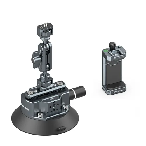 Imagen 1 del producto Soporte de ventosa para cámara Leaplight con riel NATO, soporte de aluminio para coche para cabezal esférico, brazo mágico, bomba de aire, accesorios de ventosa de vacío