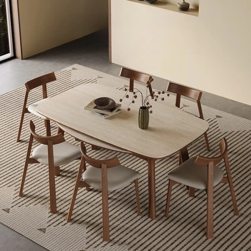 Wood Extendable Dining Table Light Luxury Lounge Adult Aesthetics High Quality Table Comfortable Reception Mesa Furniture