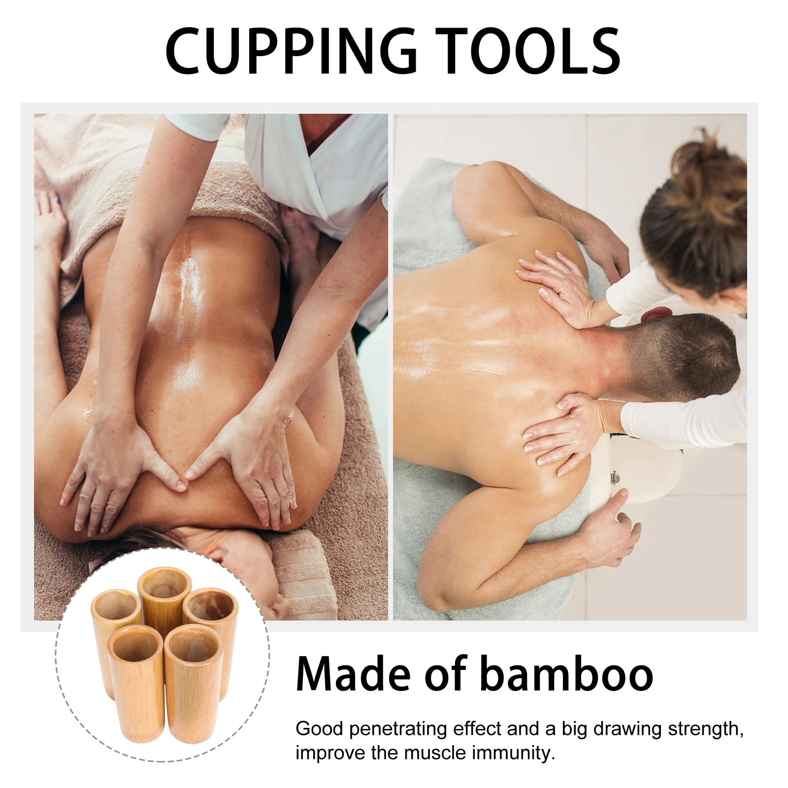 

5pcs Bamboo Cupping Cups Durable Carbonized Massage Supplies Body Care Tool Therapy Suction Jars Christmas Gift