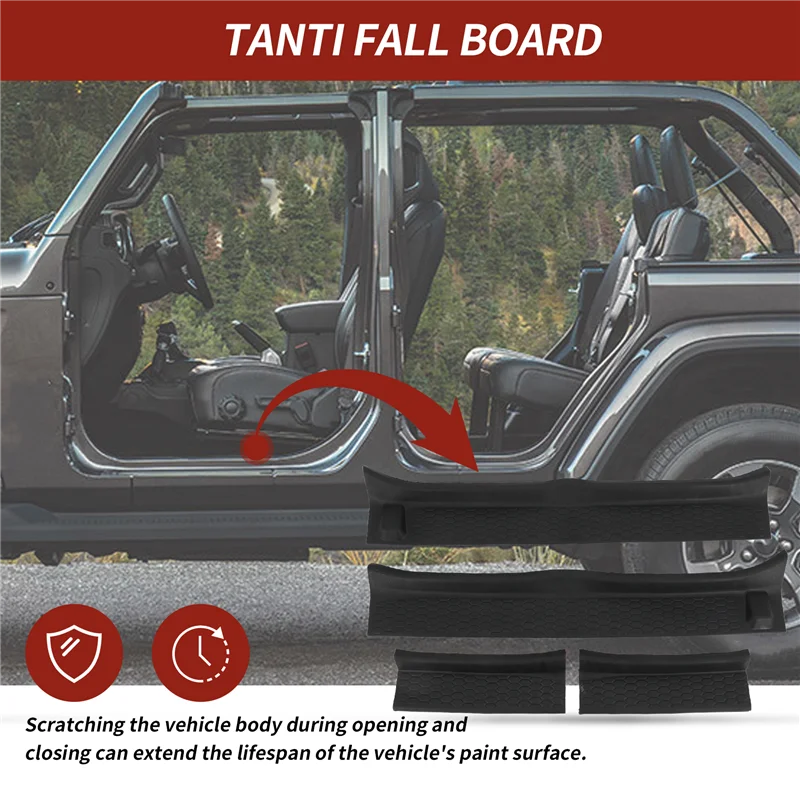 

AU34-Front Entry Guards Door Sill Plate Protectors For Jeep Wrangler JL 2018+ For Jeep Gladiator JT 2018+ ABS Door Threshold Bar