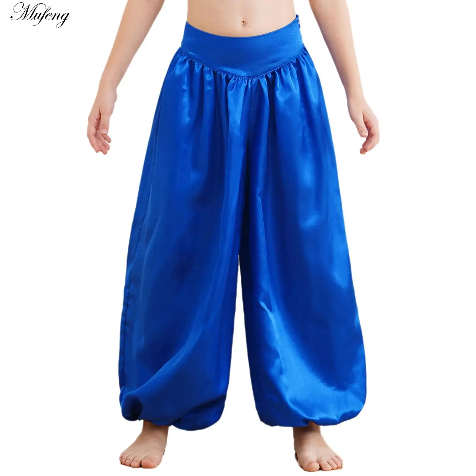 Mens Belly Dance Pants Arabian Prince Pants Halloween Masquerade Cosplay Party Bellydance Pants Satin Loose Trousers Bloomers