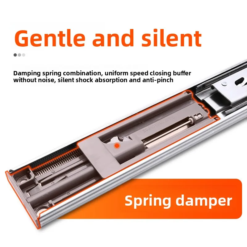 Three Section Soft Close Stainless Steel Side Mount Drawer Slide Rail Mm Thickness Cabinet Furniture Drawers