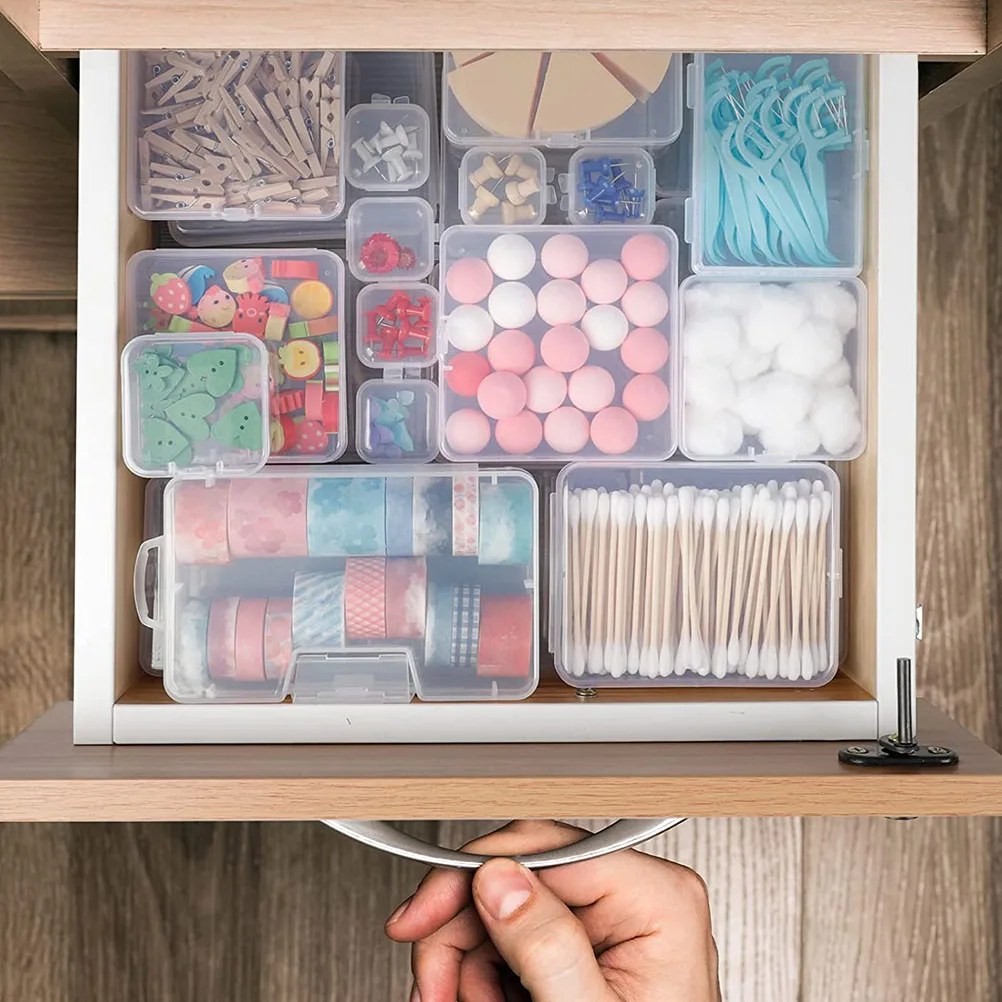 

25 Pcs Mini Beads Collection Box Plastic Case Simple Design Jewelry Storage Resistant Small Items ganizer Closet