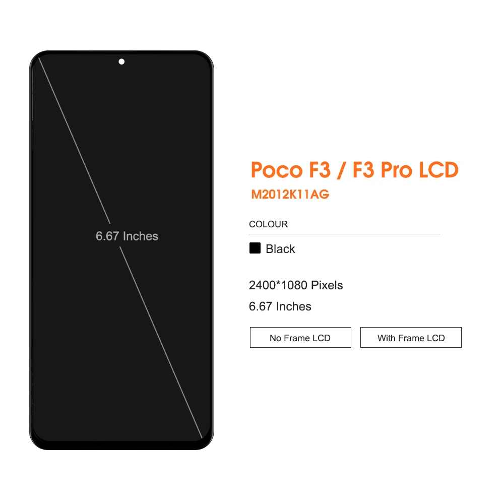 Super Amoled Poco F3 Screen Replacement, for Xiaomi Poco F3 M2012K11AG Lcd Display Digital Touch Screen Assembly for Poco F3 Pro